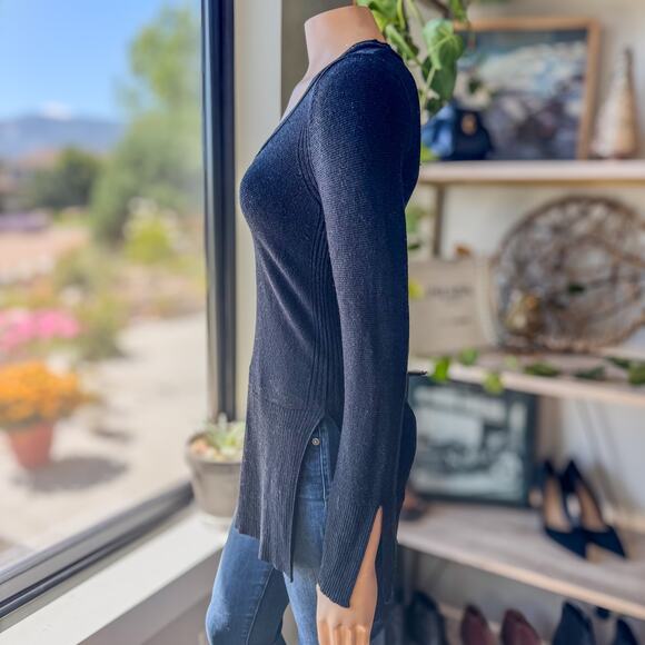 Free People Black Criss Cross Lightweight Tunic Sweater, Women's Size X-Small - Picture 4 of 10